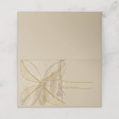 Goud en bruin gecrêpt papier, naam Kaart Plaatskaartje (Buitenkant ongevouwen)