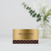 Goud en bruin geometrisch ontwerp visitekaartje (Staand voorkant)