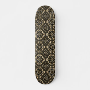 Goud en Bruin Geometrisch Patroon / Indiase Print Persoonlijk Skateboard