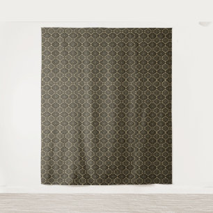 Goud en Bruin Geometrisch Patroon / Indiase Print Wandkleed