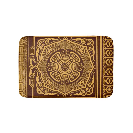  Goud en Bruin Japans Decoratief Patroon Badmat (Voorkant)