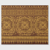  Goud en Bruin Japans Decoratief Patroon Cadeaupapier (Vlak)