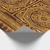 Goud en Bruin Japans Decoratief Patroon Cadeaupapier (Hoek)