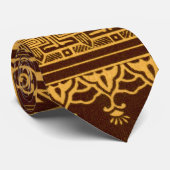  Goud en Bruin Japans Decoratief Patroon Stropdas (Opgerold)