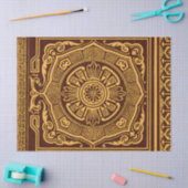 Goud en Bruin Japans Decoratief Patroon Tissuepapier (Craft)