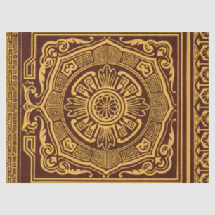 Goud en Bruin Japans Decoratief Patroon Tissuepapier