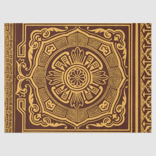 Goud en Bruin Japans Decoratief Patroon Tissuepapier (Voorkant)