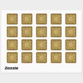 Goud en Bruin Monogram Bruiloft V26 Vierkante Sticker (Vel)