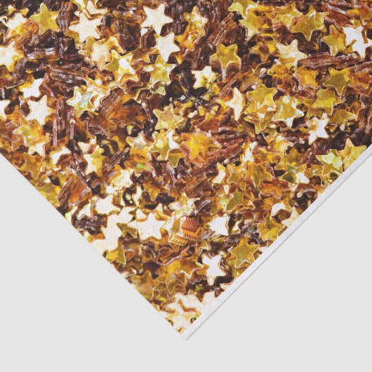 Goud en bruin sterrenpatroon tissuepapier (Detail)