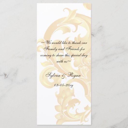 "Goud en Bruin" Trouwmenu Menu (Achterkant)