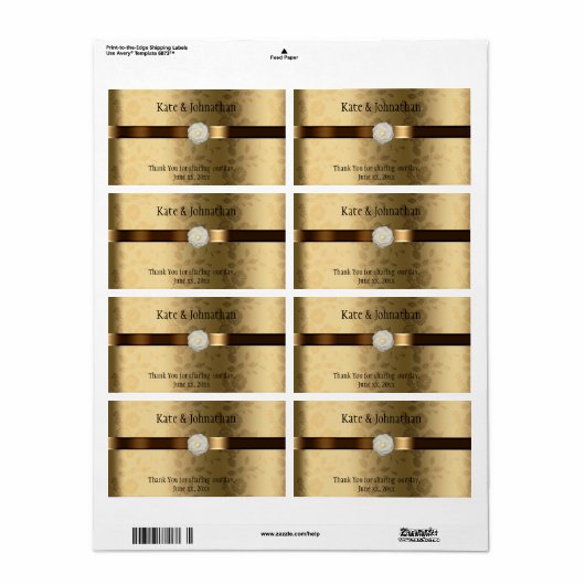 Goud en bruine chocolade-wijn etiket (Full Sheet)