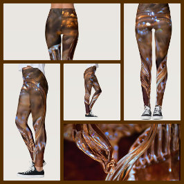 Goud en bruine kronkelende abstracte leggings