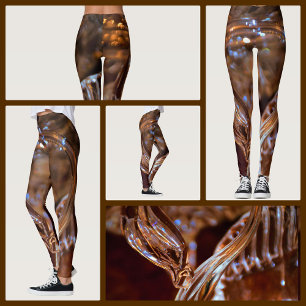Goud en bruine kronkelende abstracte leggings