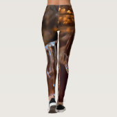 Goud en bruine kronkelende abstracte leggings (Achterkant)