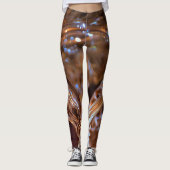 Goud en bruine kronkelende abstracte leggings (Voorkant)
