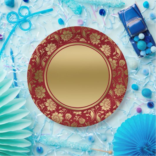 Goud en bruinrood flordamaseters bord (Feest)