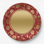 Goud en bruinrood flordamaseters bord (Voorkant)