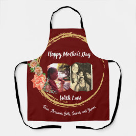 Goud en Burgandy rozen Moederdag Schort