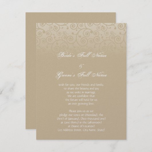 Goud en champagne Swirls Kaart (Voorkant / Achterkant)