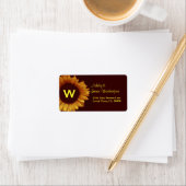Goud en Chocolade Zonnebloem Bruiloft Adres Label (Insitu)