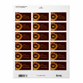 Goud en Chocolade Zonnebloem Bruiloft Adres Label (Full Sheet)