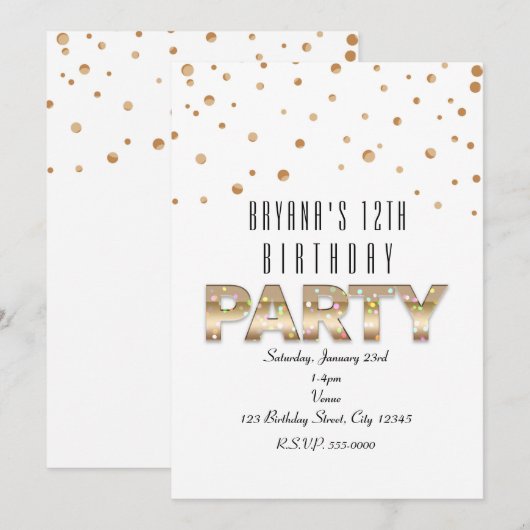 Goud en Confetti Moderne feestdagen Kaart (Voorkant / Achterkant)