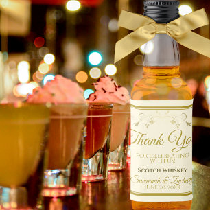 Goud en crème Eenvoudig legant huwelijk Dank je Mi Likeurfles Etiket