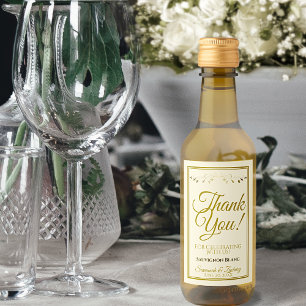 Goud en crème Eenvoudig legant huwelijk Dank je Mi Wijn Etiket