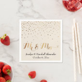 Goud en Crème Mr & Mrs Hart Script Confetti Servet (Insitu)