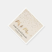 Goud en Crème Mr & Mrs Hart Script Confetti Servet (Hoek)
