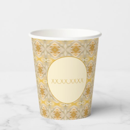 Goud en crème patroon papieren bekers (Achterkant)