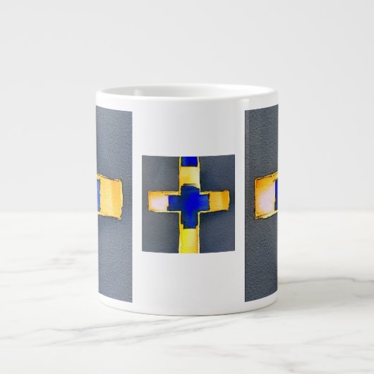 Goud en Cyaan Waterverf Cross Mok (Voorkant)