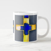 Goud en Cyaan Waterverf Cross Mok (Rechts)