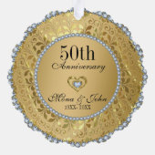 Goud en diamanten 50e bruiloft Jubileum Ornament Kaart (Achterkant)
