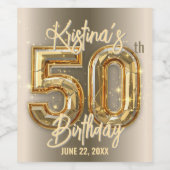 Goud en diamanten accenten 50e verjaardag wijn etiket (Enkel label)