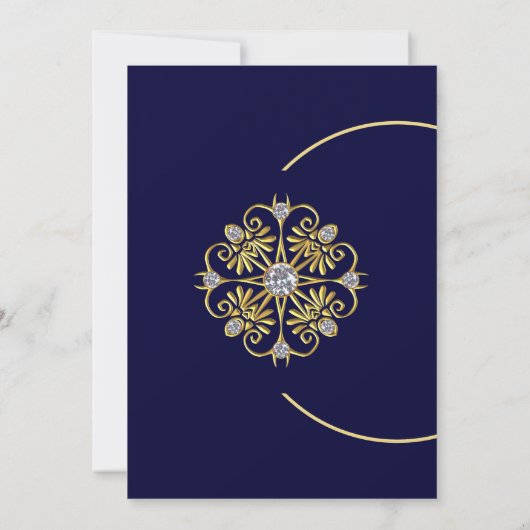 Goud en diamanten bruiloft uitnodiging (Achterkant)