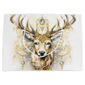 Goud en diamanten glitterherten groot cadeauzakje (Voorkant)