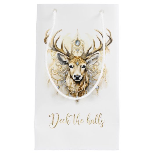 Goud en diamanten glitterherten klein cadeauzakje (Voorkant)