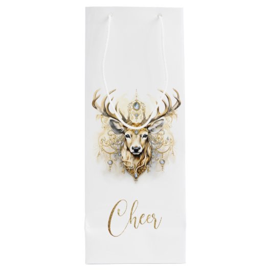 Goud en diamanten glitterherten wijn cadeautas (Achterkant)