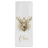 Goud en diamanten glitterherten wijn cadeautas (Voorkant)