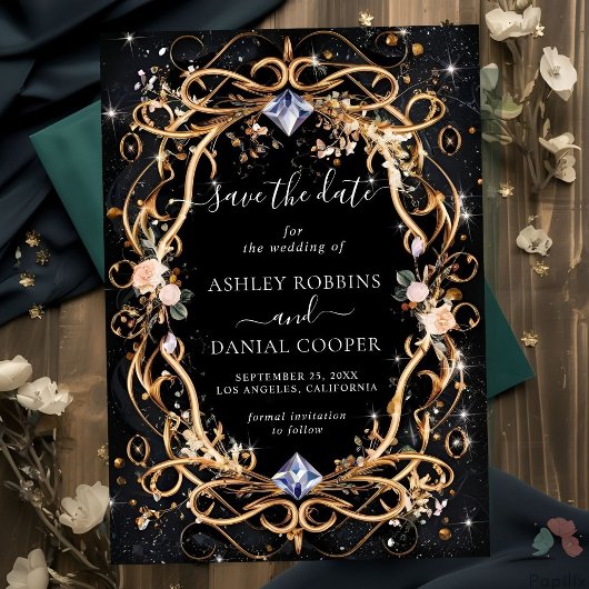  goud en diamanten zwart slaan de datum op kaart