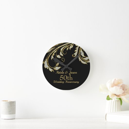 Goud en diamanten zwijn ronde klok (Huis)