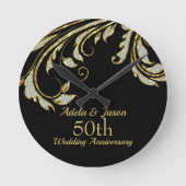 Goud en diamanten zwijn ronde klok (Voorkant)