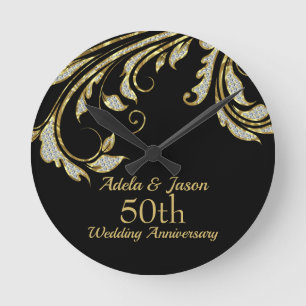 Goud en diamanten zwijn ronde klok