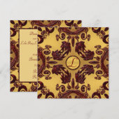  goud en diep rood glitter Floral Wedding Kaart (Voorkant / Achterkant)