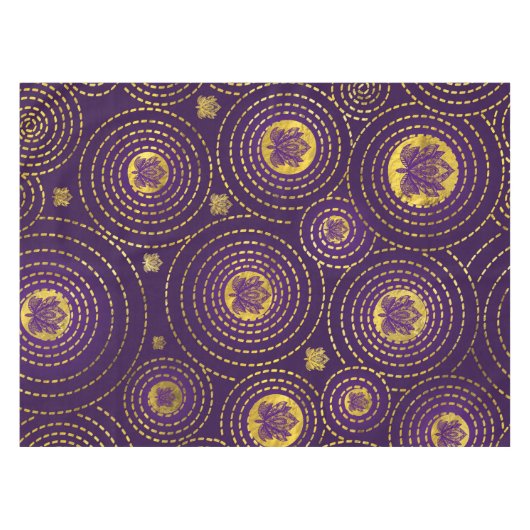 Goud en diepe paarse Lotus Flower Tafelkleed (Voorkant (Horizontaal))