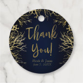 Goud en donker marineblauw legant koraal huwelijk bedankjes labels (Achterkant)