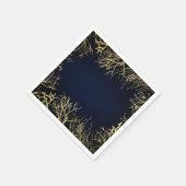 Goud en donker marineblauw legant koraal huwelijk servet (Hoek)