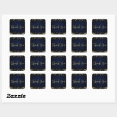 Goud en donker marineblauw legant koraal huwelijk vierkante sticker (Vel)