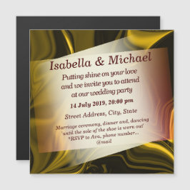 Goud en donker of geelachtig metallisch magnetische uitnodiging